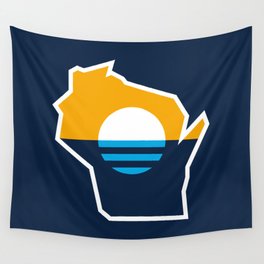 Wisconsin Outline - People's Flag of Milwaukee Wall Tapestry