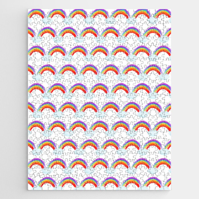 Rainbow And Clouds Pattern Jigsaw Puzzle