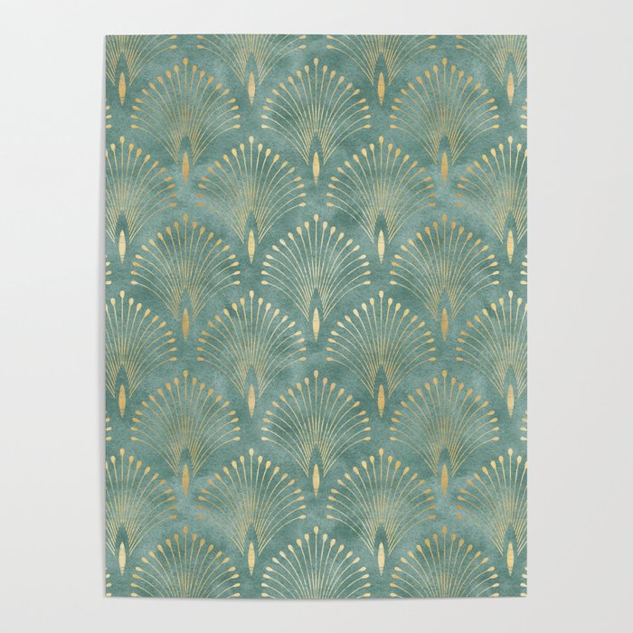Art Deco, Decorative Leaf Pattern Poster