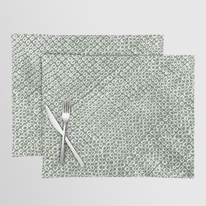 Groovy Kanoko - Traditional Japanese Shibori Pattern with a Retro Twist (Green) Placemat