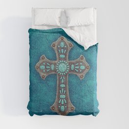 Turquoise Rustic Cross Comforter
