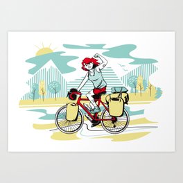 Cycling Girl Art Print