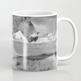 Monochrome horse foal pasture in the countryside Mug