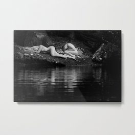 The water nymphs female sensual black and white nude portrait photography by Charlie Marshall for bedroom and home wall decor Metal Print