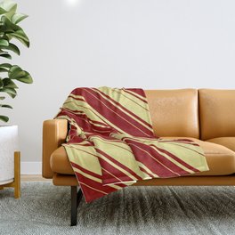 [ Thumbnail: Dark Red & Tan Colored Pattern of Stripes Throw Blanket ]