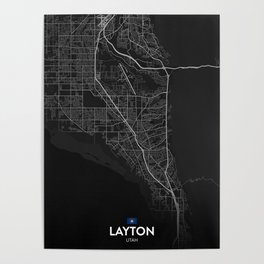 Layton, Utah, United States - Dark City Map Poster