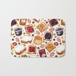 Peanut Butter and Jelly Watercolor Bath Mat | Snacks, Watercolor, Digital, Weird, Strawberry, Traditional, Peanutbutter, Pop Art, Drawing, Art 
