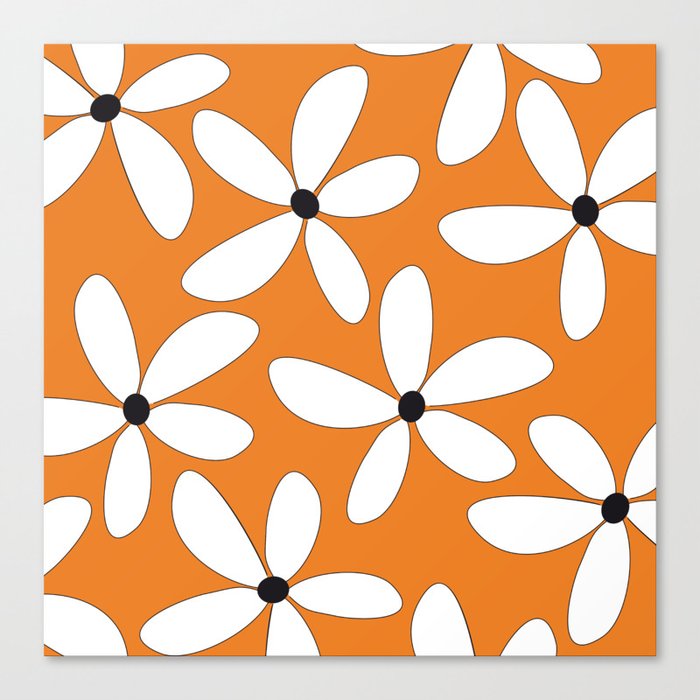 Happy Flowers Orange Canvas Print