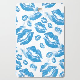 Two Kisses Collided Boyish Blue Lips Pattern Cutting Board