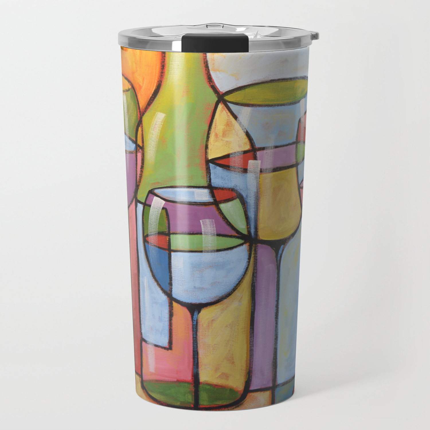 Abstract Art Wine Glasses Alcohol Bar Painting Time To Relax