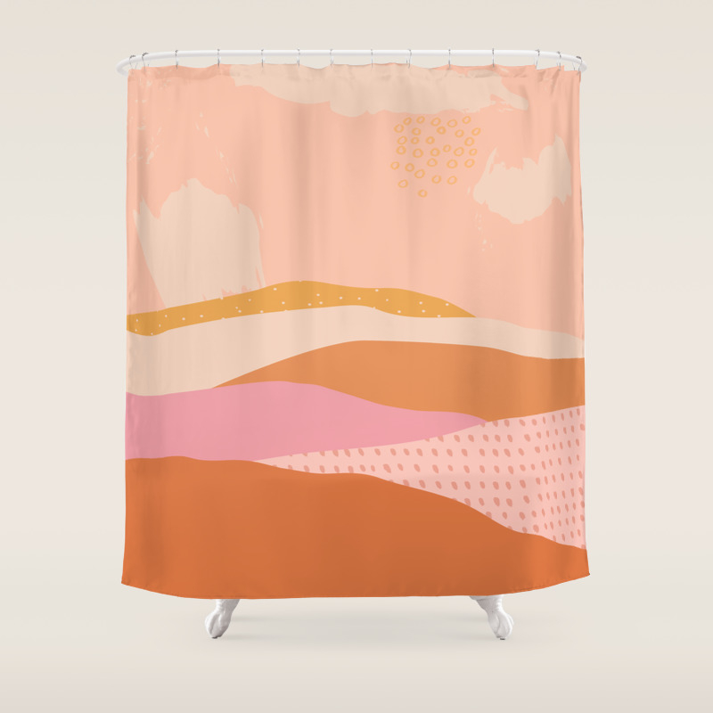 Pink Abstract Mountains Landscape Shower Curtain By Designbycheyney Society6
