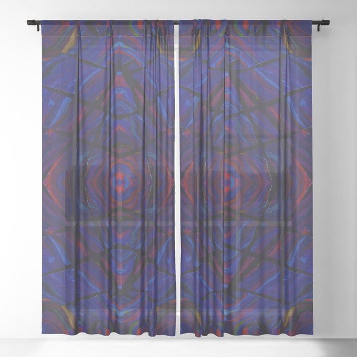 Kaleidoscopic Lattice Black Sheer Curtain