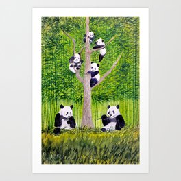Giant Panda Bears - Hey It's Time To Eat Art Print
