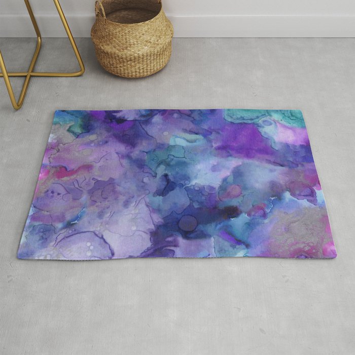 Abstract Colorful Purple Watercolor Rug