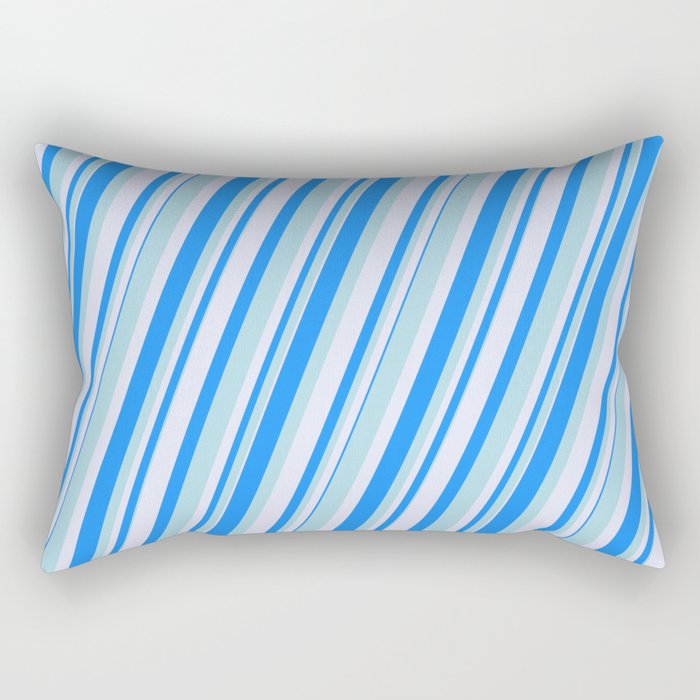 Blue, Light Blue & Lavender Colored Lined/Striped Pattern Rectangular Pillow