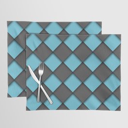 Blue And White 3D Checkerboard Effect Placemat