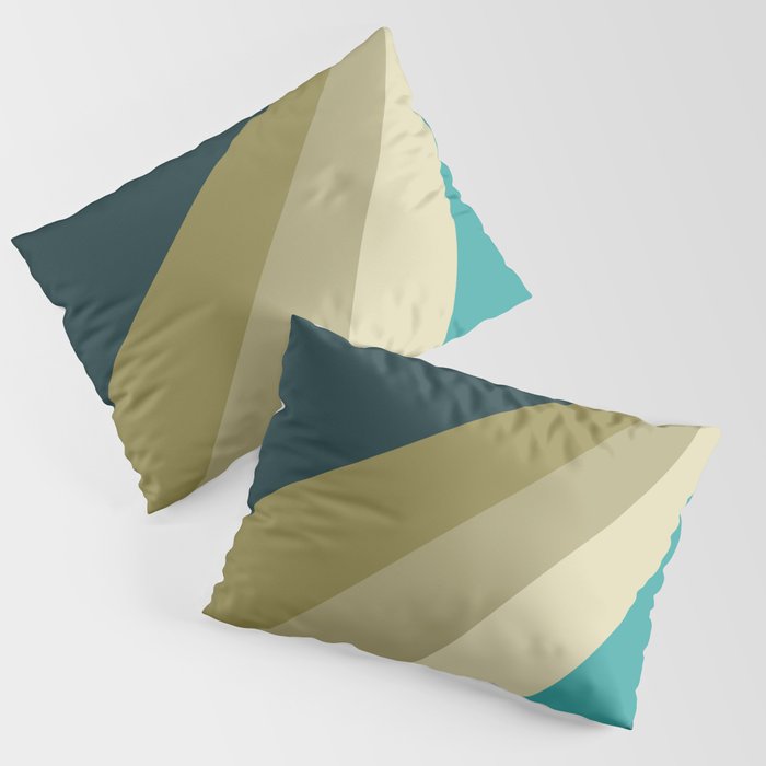 Green and blue diagonal retro stripes Pillow Sham