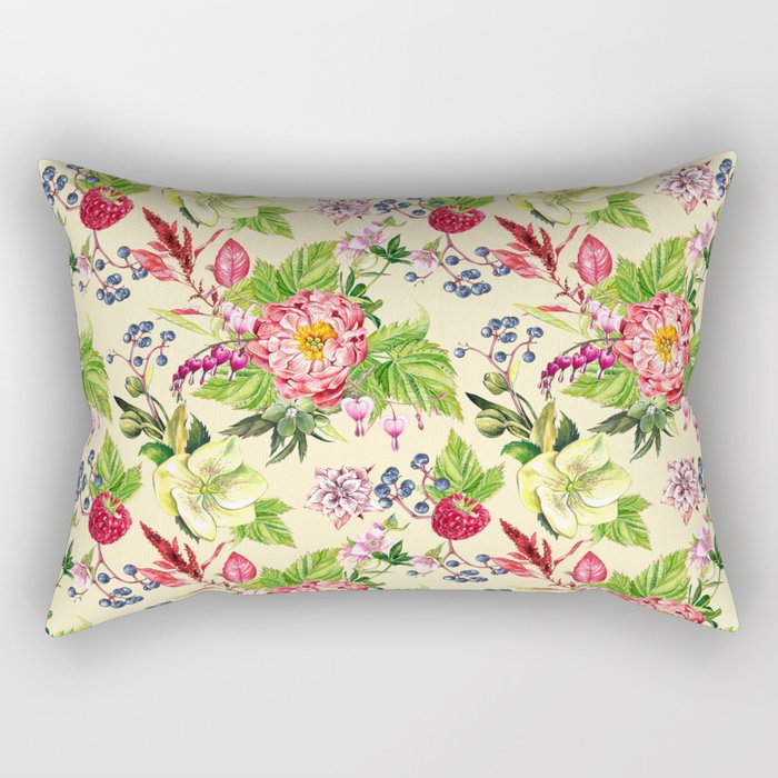 Fowers and Berries Spring Rectangular Pillow