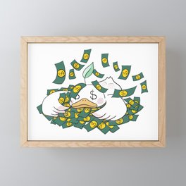 Money falling Doo Doo duck Framed Mini Art Print