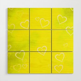 Lovely lemon yellow hearts Wood Wall Art