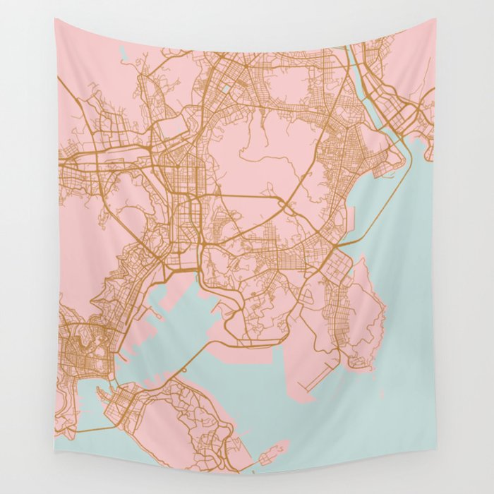 Busan map, South Korea Wall Tapestry by AnnaGo  Society6