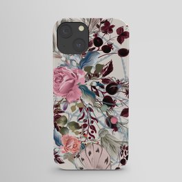 Fashion bo-ho illustration with rose flowers and plants iPhone Case
