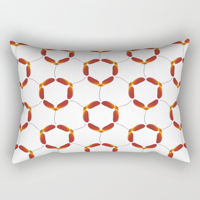 Red Japanese Maple Tree Samara Rounded Hex Pattern Rectangular Pillow