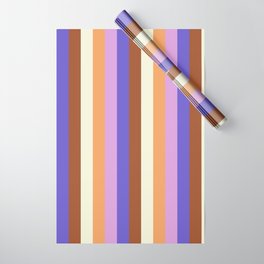 [ Thumbnail: Colorful Brown, Plum, Slate Blue, Sienna, and Beige Colored Lines Pattern Wrapping Paper ]