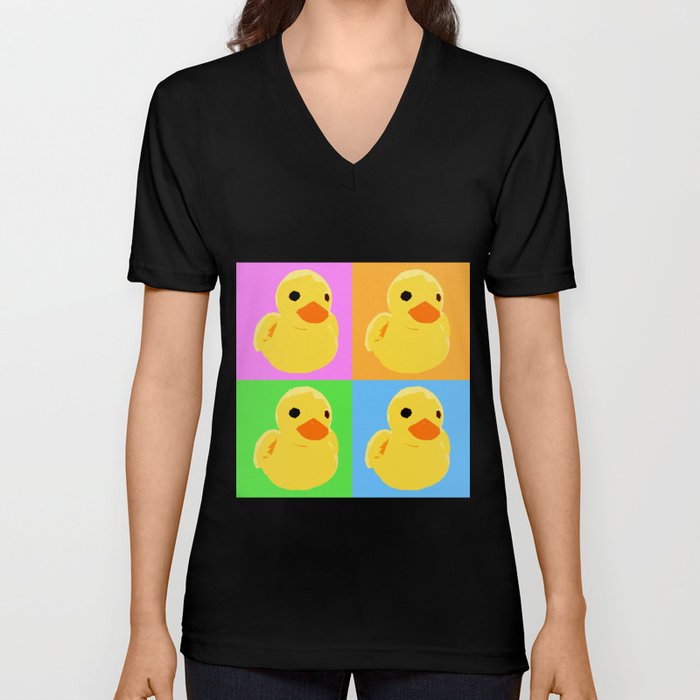 Fuzzy Duck Quad V Neck T Shirt