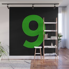 Number 9 (Green & Black) Wall Mural