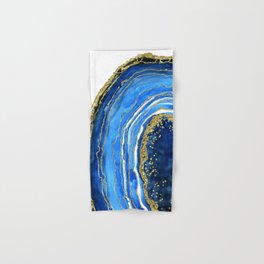 Cobalt blue and gold geode in watercolor (2) Hand & Bath Towel