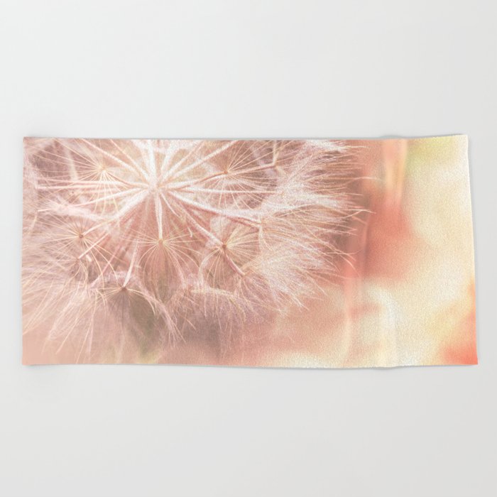 Pink Macro 2 Dandelion Flower Floral Nature Photography Art And Accessories Beach Towel By Ekphotoart