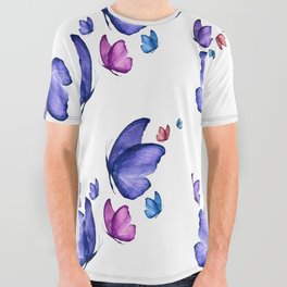 Very Peri Butterfly Watercolor All Over Graphic Tee