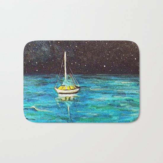 Sailboat Under The Stars Bath Mat
