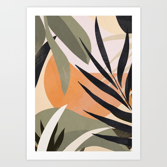Abstract Leaves Pattern Canvas Wall Art Picture Print 