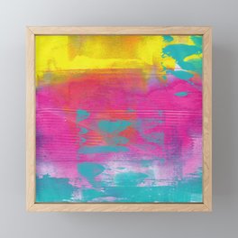 Neon Abstract Acrylic - Turquoise, Magenta & Yellow Framed Mini Art Print