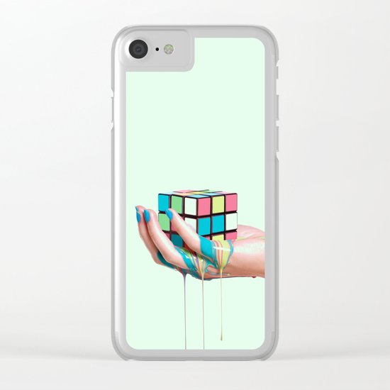 MELTING RUBIKS CUBE Clear iPhone Case
