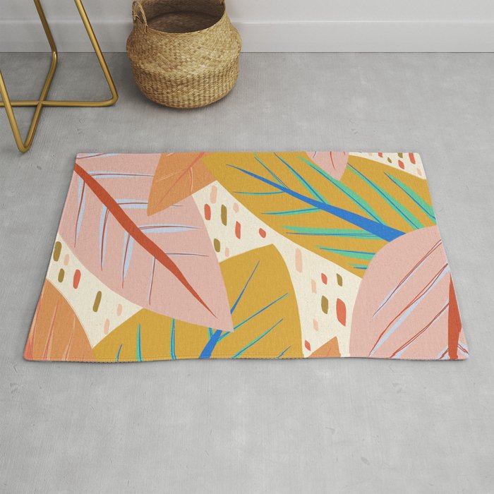 Tropical Leaves - Bright Colors Rug