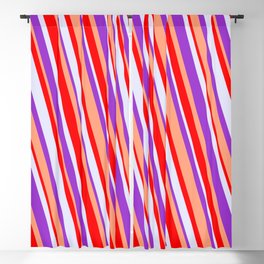 [ Thumbnail: Red, Lavender, Dark Orchid & Light Salmon Colored Pattern of Stripes Blackout Curtain ]