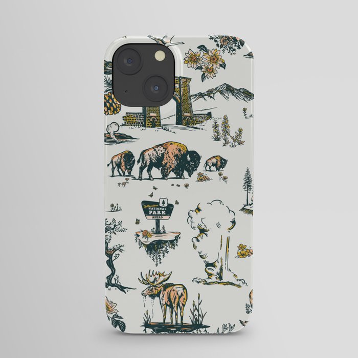 Yellowstone National Park Travel Pattern Design iPhone Case