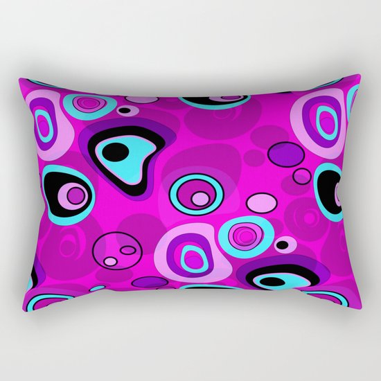 Abstract black and pink , turquoise polka dot pattern . 2 Rectangular Pillow