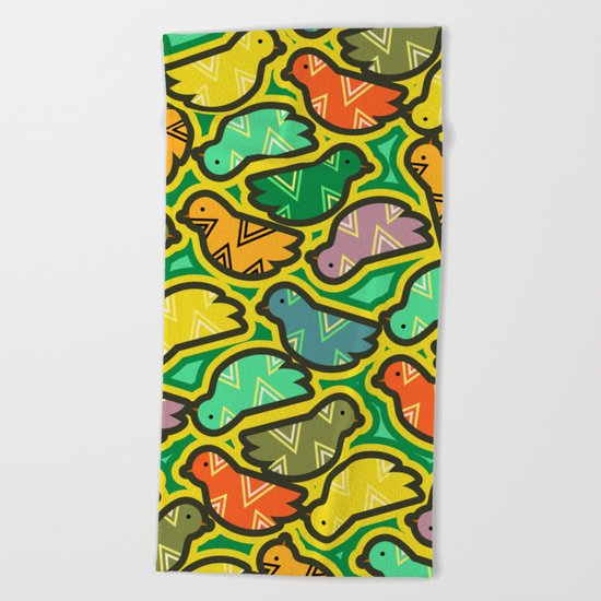 Happy birds Beach Towel