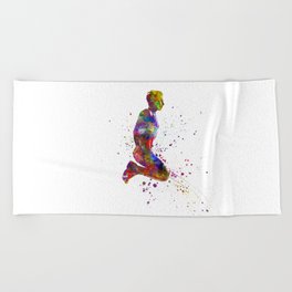 Fitness in watercolor Beach Towel