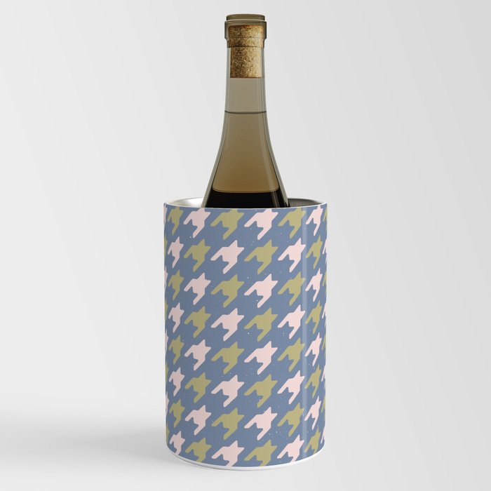Simple Houndstooth Pattern (Bluish Grey \ Pastel Pink\ Muted Green) Wine Chiller