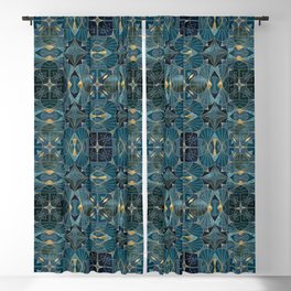 Teal Gold Art Deco Great Gatsby Style Design Blackout Curtain