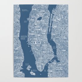 nyc big-apple map Poster