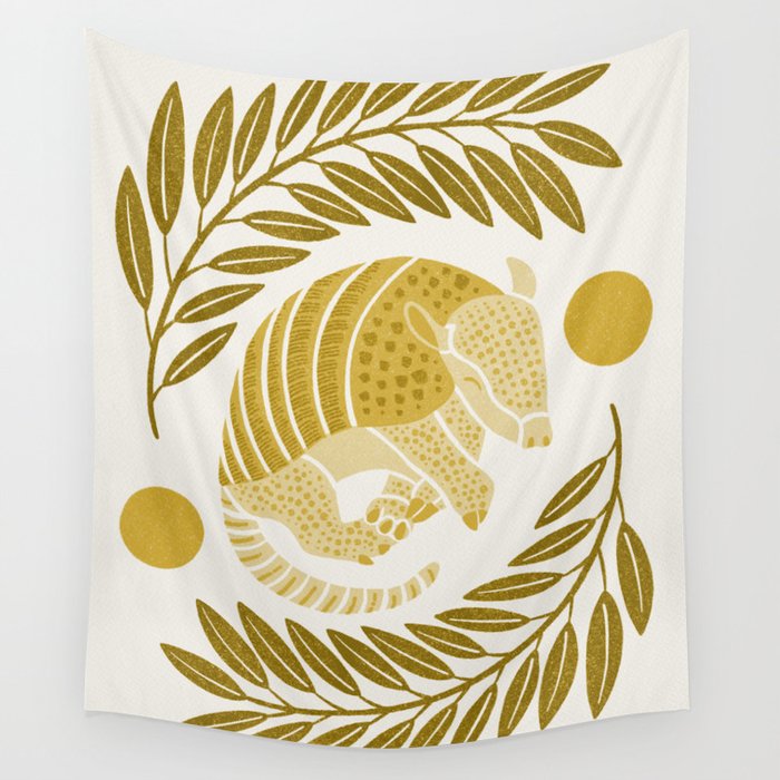 Sleepy Armadillo – Yellow Wall Tapestry