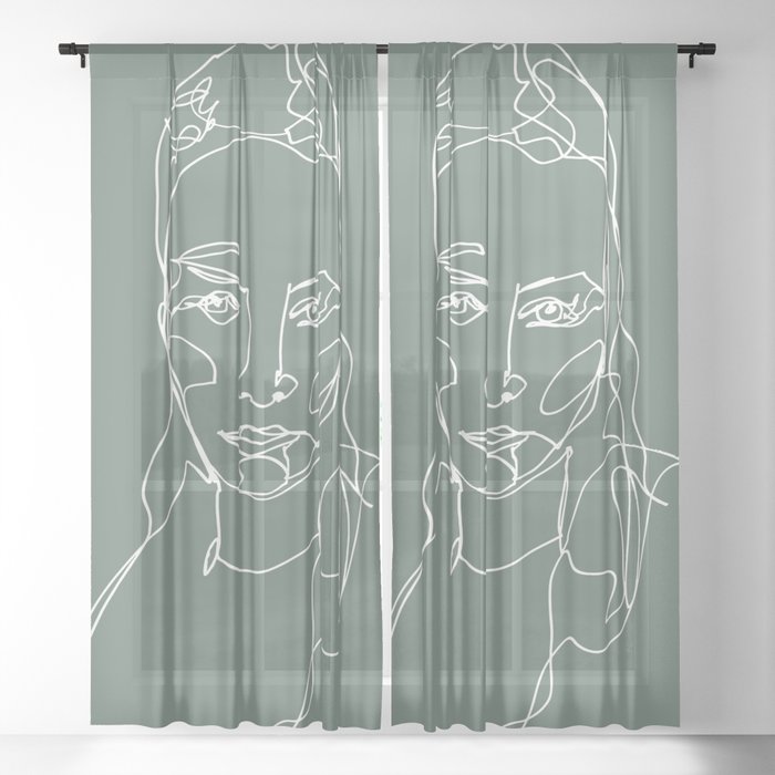 LINE ART FEMALE PORTRAITS IV-III-IV Sheer Curtain