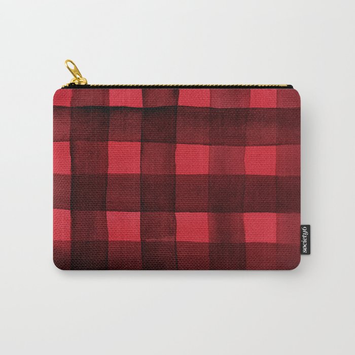 Buffalo Plaid Watercolor in Red Carry-All Pouch
