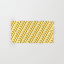 [ Thumbnail: Goldenrod and Pale Goldenrod Colored Stripes Pattern Hand & Bath Towel ]